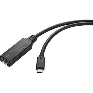 Renkforce USB-kabel USB 3.2 Gen1 (USB 3.0 / USB 3.1 Gen1) USB-C stekker, USB-A bus 5.00 m Zwart Actief met signaalverst