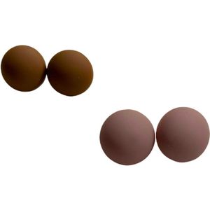 2 Love it Button - Duo pack van 2 paar oorknoppen - Diameter 18 mm - Stainless steel - Acryl - Bruin - Mauve