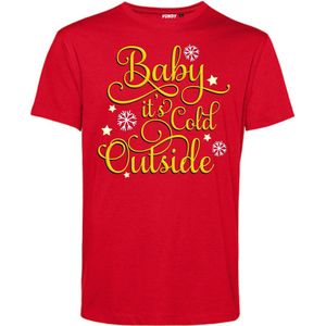 T-shirt Baby Its Cold Outside | Foute Kersttrui Dames Heren | Kerstcadeau | Kerstpakket | Rood | maat M