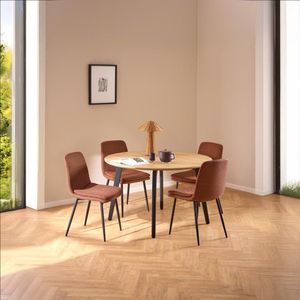 Noorlicht - Diesel - Eetkamerstoel - Terracotta - Set van 4 - Baselstof