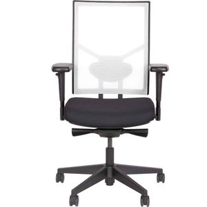 ABC Kantoormeubelen ergonomische bureaustoel 787 npr-1813 zwarte zitting met rug in wit mesh stof chrome frame