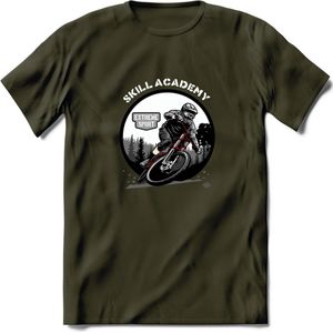 Skill Academy T-Shirt | Mountainbike Fiets Kleding | Dames / Heren / Unisex MTB shirt | Grappig Verjaardag Cadeau | Maat 3XL