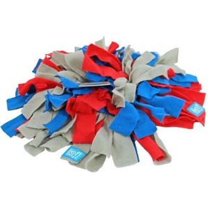 Lief! Snuffelmat Fleece - Speelmat - Snackmat - Taupe/Blauw/Rood - 40 cm x 36 cm x 8 cm