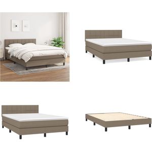 vidaXL Boxspring met matras stof taupe 140x200 cm - Boxspring - Boxsprings - Bed - Slaapmeubel