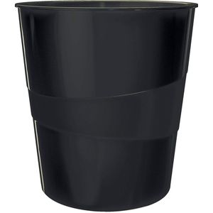Zwarte vuilnisemmer - hoogglans - 15 liter - kunststof