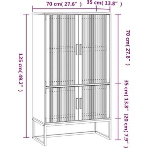 VidaXL Hoge Kast 70x35x125 cm - Bewerkt Hout