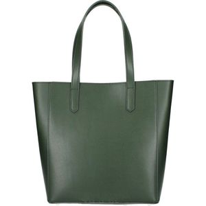 Donker Groene Leren Bag in Bag Shopper Chique - Rode Leren Voering - Extra binnen tas - Stevig Italiaans Leer - Donker Groen