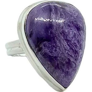 Stones & Bones® - Charoiet ring verstelbaar 925 zilver