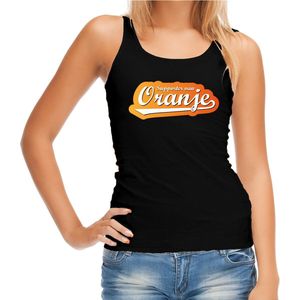 Zwart fan tanktop voor dames - supporter van oranje - Holland / Nederland supporter - EK/ WK mouwloos t-shirt / outfit XL