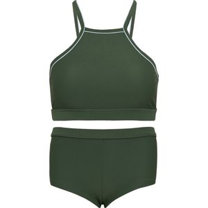 Bikini hipster broekje en cro top met racerback - Groen 164-170