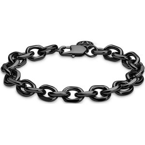 Lucleon - Heren - Roestvrij Staal Schakelarmband - Zwart