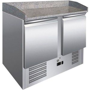 Gastro-Inox RVS Werkbank Met 2 Deuren & Marmer Werkblad, Geforceerd Gekoeld, Gastro-Inox 202.007