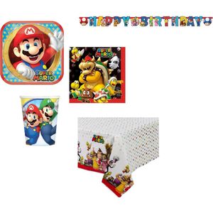 Amscan – Super Mario – Feestpakket – Tafelkleed – Bordjes – Bekers – Servetten �– Slinger – Versiering - Kinderfeest.
