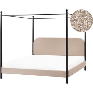 DANNEMOIS - Tweepersoonsbed - Taupe - 180x200 cm - Bouclé