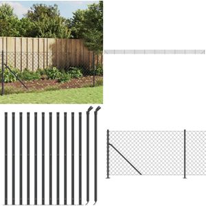 vidaXL Gaashek met flens 1,1x25 m antracietkleurig - Gaashek - Gaashekken - Hek - Hekwerk