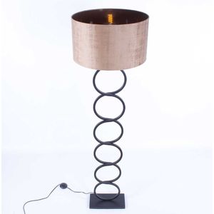 Zwarte vloerlamp met bronzen kap | Velours | 1 lichts | bruin / brons | metaal / stof | kap Ø 45 cm | staande lamp / vloerlamp | modern / sfeervol design