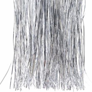 4x Kerstboom decoratie folie slierten zilver - Tinsel kerstboom slingers 40 x 50 cm 4 stuks