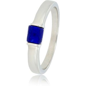 My Bendel - Zilveren ring met Lapis Lazuli edelsteen - Bijzondere zilveren ring met diep blauwe Lapis Lazuli edelsteen - Met luxe cadeauverpakking