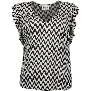 Blue Seven dames - Blouse 180272 zwart/wit KM - maat 36