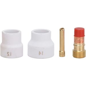 4 Stuks TIG Gas Lens Kit Witte Keramische Nozzle Korte Bevel Elektrode Houder Connector Lassen Accessoires Set voor WP 17 18 26