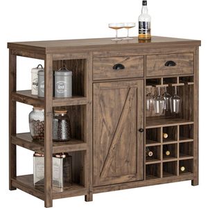 Rootz Kitchen Island Dressoir - Bartafel - Buffetkast - Vintage Industrieel Design - MDF & PB Materiaal - 110cm x 95cm x 55cm - Opslag- en Wijnrek Kenmerken