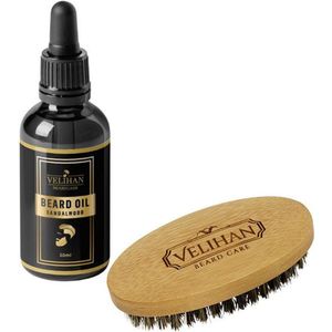 Velihan Beardcare - Baardverzorging set - Cadeau Box - Baardolie - 30ml - Baardborstel - Sandalwood - Baardverzorging