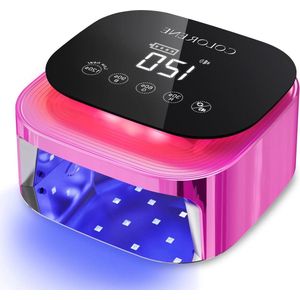UV LED nageldroger 60W oplaadbaar- Draadloos, Intelligente autosensor, LCD-display- 30 kralen, 4 timerinstellingen- Gelpolish licht (roosrood)