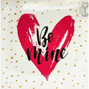 Valentijns Wenskaart met folie ballon - Blaas automatisch op - BE MINE  - Roze Rood met Envelop