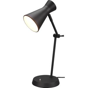 LED Bureaulamp - Tafelverlichting - Torna Ewomi - E27 Fitting - Rond - Mat Zwart - Aluminium