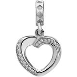 Lucardi - Dames Zilveren hangende bedel hart met zirkonia - Hanger - 925 Zilver - Zilverkleurig