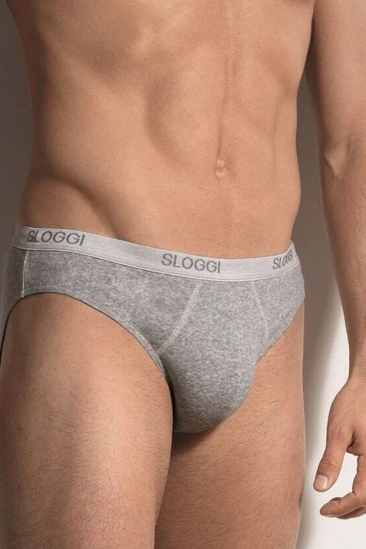 Set van 3x stuks sloggi basic grijs mini heren ondergoed slip - 96% katoen/4% elasthan, maat: L