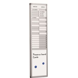 Aanwezigheidsbord 10 personen - RVS - Afwezigheidsbord - Sliders - Presentatiebord - 29x24cm