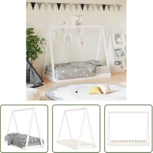 The Living Store Kinderbedframe - Tipibeddesign - Massief grenenhout - Stevige lattenbodem - Wit - 149 x 74 x 121.5 cm - Geschikt voor kinderen van 18 mnd - 4 jaar - Montage vereist