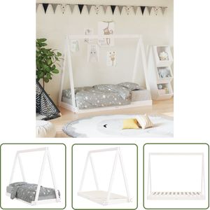 The Living Store Kinderbedframe 70x140 cm massief grenenhout wit - Kinderbed - Kidsbed - Tipitent Bed - Houten Bed - Massief Hout Bed