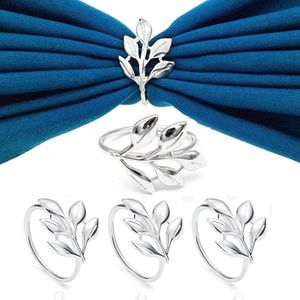Creatieve Bladeren Servetringhouder - Luxe Metalen Servetringen Voor Bruiloft - Set van 4 Stuks