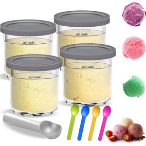 Reservoir voor de Ninja Creami-container ijsbeker met lepel 4 stuks + ijsschep - voor consumptie-ijs creamicontainer Ninja ijshouder voor NC301 NC300 NC299AMZ-serie