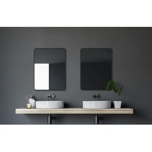 Spiegel zwart Black Living - badkamerspiegel zwart in 80 x 60 cm en een hoogwaardige aluminium lijst