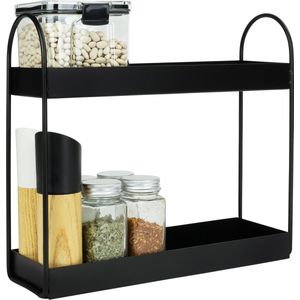 QUVIO Kruidenrek staand - Keukenrek - Kruidencarrousel - Aanrecht organizer -Keuken organizer - Opbergrek - Metaal - 10 x 32 x 29 cm - Zwart