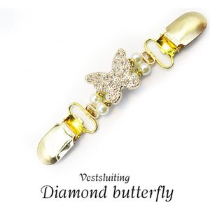 Vestsluiting - Diamond butterfly - broches - vestclip dames -vestsluiting dames - vestclip - vestsluiting vestclip - sjaalspeld - vestspeld - vestklem