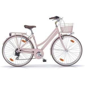 Meisjes fiets Mbm Boulevard stads hybride roze 28 inch, 6 versnellingen