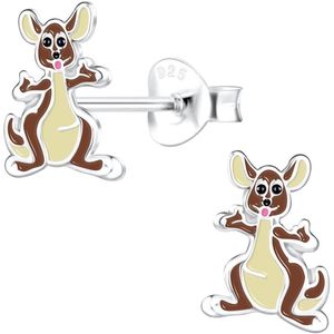 Joy|S - Zilveren kangoeroe oorbellen - 6 x 9 mm - kinderoorbellen