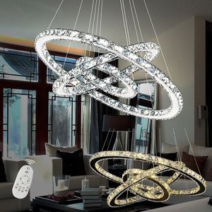 72W Ring Hanglamp Plafondlamp Kroonluchter Woonkamer Kristal Dimbaar met Afstandsbediening