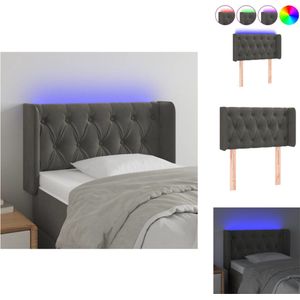 vidaXL Hoofdbord - Klassiek LED-hoofdbord - Afmetingen- 83 x 16 x 78/88 cm - Materiaal- Stof/hout - LED-strip- Lengte- 55 cm - USB-aansluiting - Kleur- Donkergrijs - Bedonderdeel