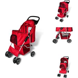 vidaXL Wandelwagen voor huisdieren - Rood - 37 x 80 x 99 cm - Max - draagvermogen 15 kg - Draagtas