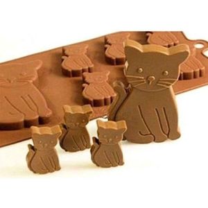 New Age Devi - ""Kat-/Poes-Siliconen-Vorm voor Ijsblokjes, Ijsklontjes & Chocoladefondant