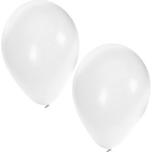 Bellatio Decorations ballonnen - 50 stuks - wit - 27 cm - helium of lucht - verjaardag / versiering