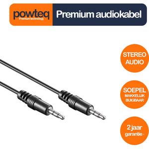 Powteq - 1.5 meter premium audiokabel - 2 x 3.5 mm jack (hoofdtelefoonaansluiting) - Stereo