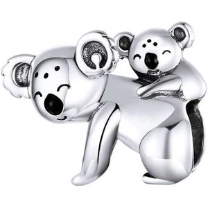 Koala met baby bead | bead | Zilverana | geschikt voor alle bekende merken bedel armbanden | 925 zilver | moederdag