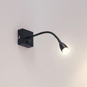 Lindby - LED wandlamp - 1licht - ijzer, kunststof - H: 7 cm - mat zwart - Inclusief lichtbron