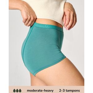 Moodies menstruatie & incontinentie ondergoed - Bamboe Boyshort - moderate/heavy kruisje - groen - maat S - period underwear